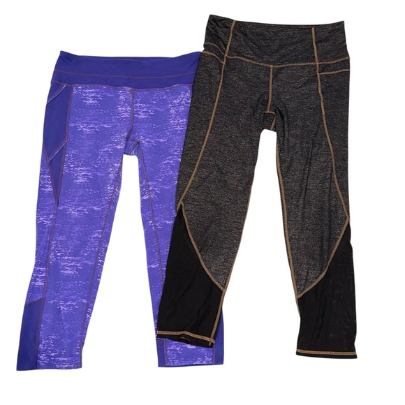 Athleta (2) Leggings Women’s Purple & Grey Cropped Capri Athletic Pants Sz S - Picture 2 of 11